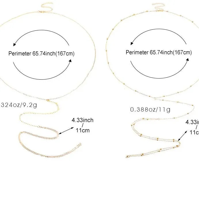Copper Geometric Wheat Ear Waist Chain Body Piercing Jewelry for Women