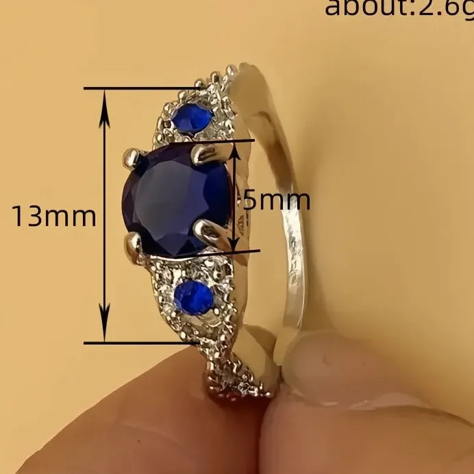 Dainty Blue Cubic Zirconia Wedding Rings Creative Fashion Jewelry