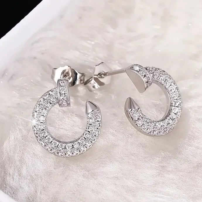 Modern Women’s Geometric CZ Stud Earrings Copper Alloy Sparkling Jewelry