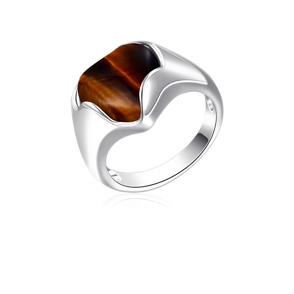 Europe Style Heart Shape White Opal Stainless Steel Wedding Ring Punk Jewelry Waterproof Anti-Allergic