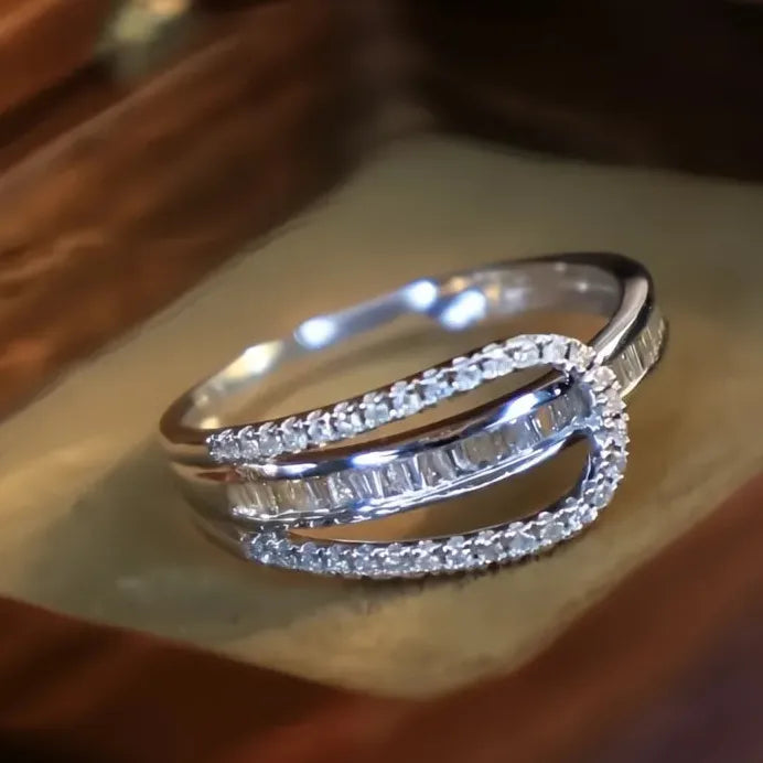 Modern Cubic Zirconia Pave Wedding Rings for Women Elegant Jewelry
