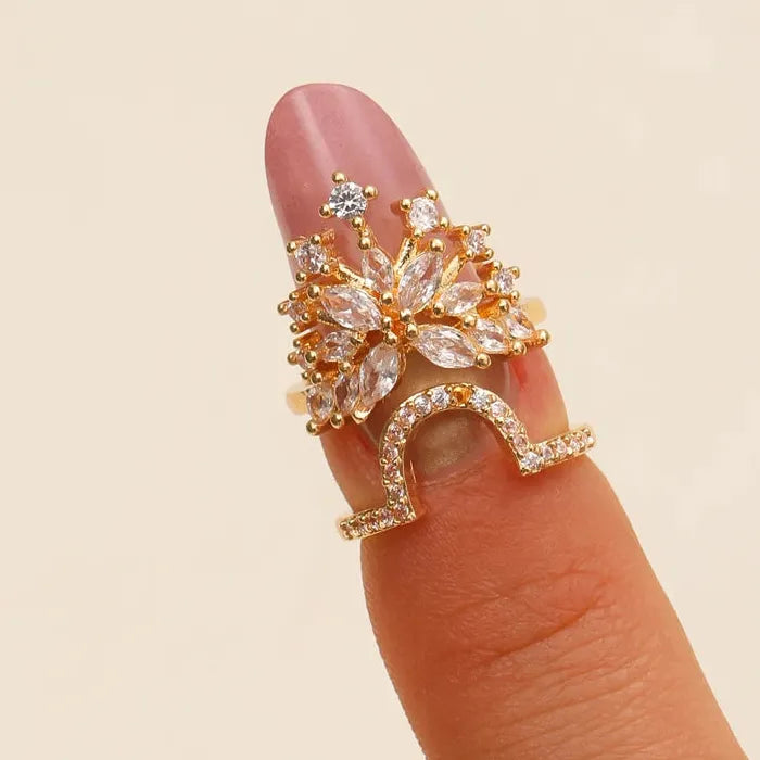 Adjustable Zircon Nail Ring for Women Retro Punk Jewelry Gift Trendy Geometric