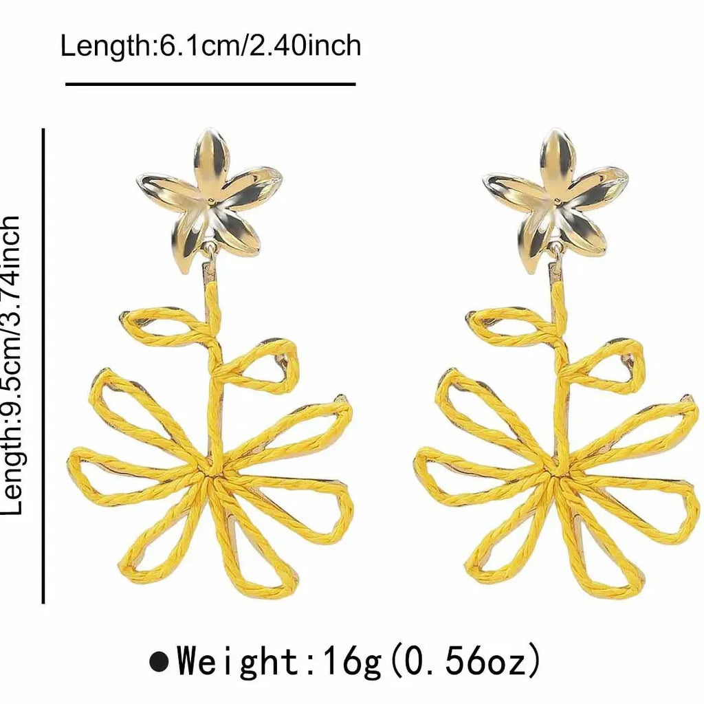Vintage Lafite Five Petal Flower Earrings for Women Summer Jewelry Gift