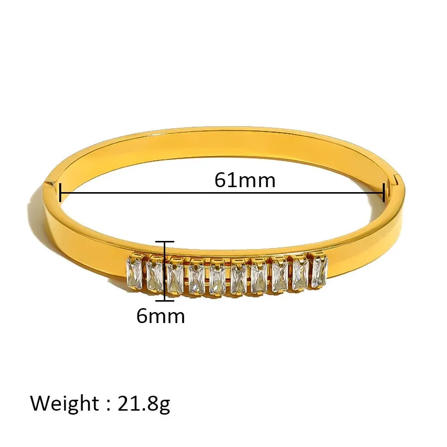 Waterproof Stainless Steel Multicolor Crystal Zirconia CZ Bangle Bracelet Women