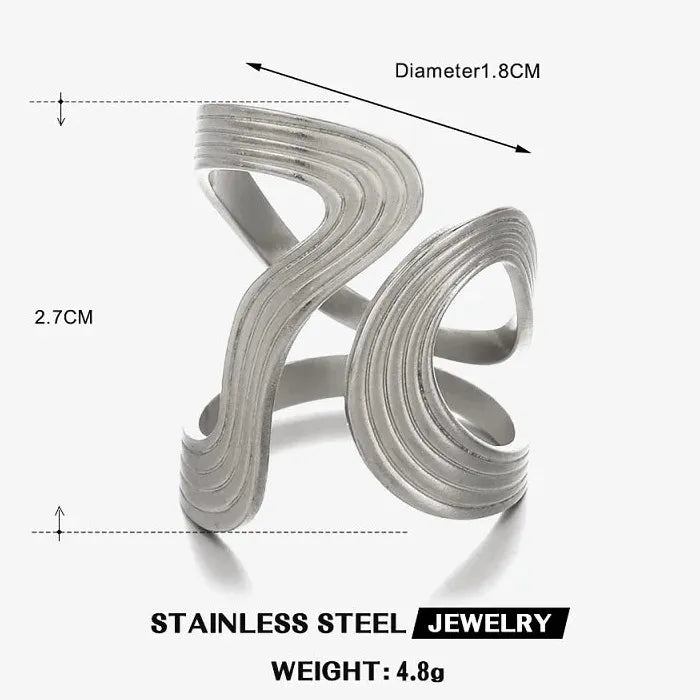 Adjustable Stainless Steel Gold Geometric Irregular Line Mood Tracking Ring for Women