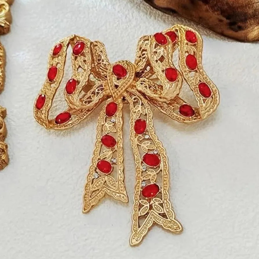 Classic Rhinestone Bow Brooch Wedding Party Gift for Men and Women