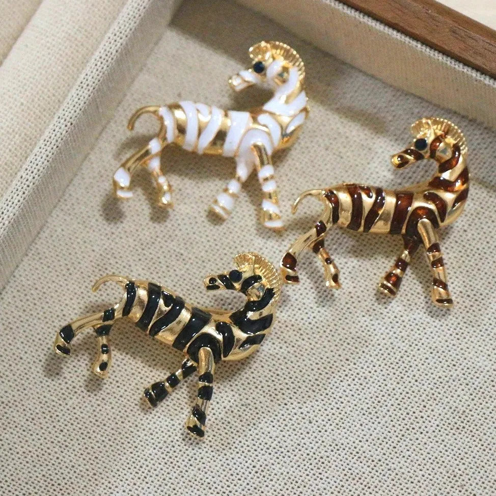 Luxury Zebra Animal Brooch Pin Classic Style Gift for Men Women