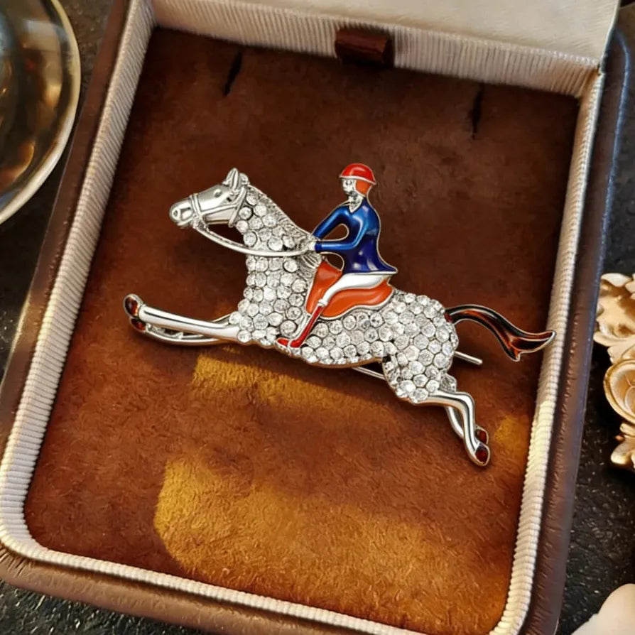 Classic Horse Rider Brooch Elegant Jewelry Gift for Men and Women