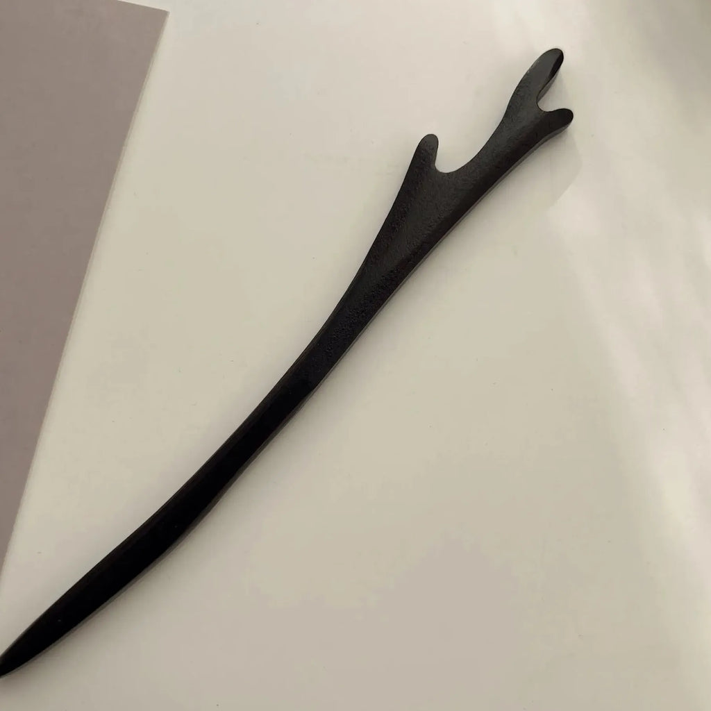 Carved Black Wooden Hair Sticks Traditional Chinese Hair Fork for Women