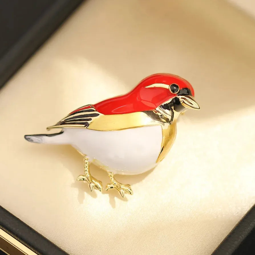 Classic Red Bird Brooch Pin Luxury Jewelry Gift for Men & Women