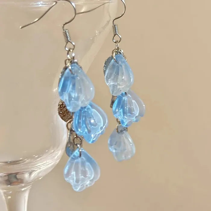 Gradient Blue Shell Resin Drop Earrings for Women Dangle Jewelry 2025