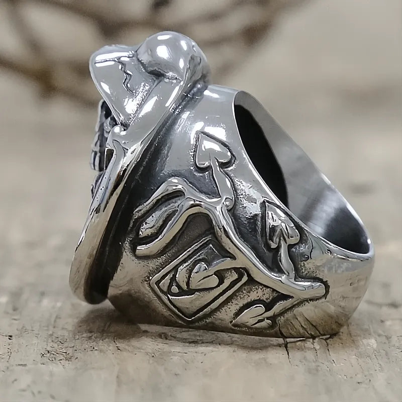 Vintage Cowboy Double Gun Skull Ring Men’s 316L Stainless Steel Punk Biker Hip Hop Jewelry