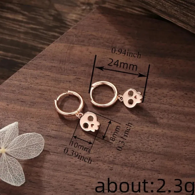 Minimalist Copper Ghost Head Skull Earrings Gothic Punk Rock Party Gift
