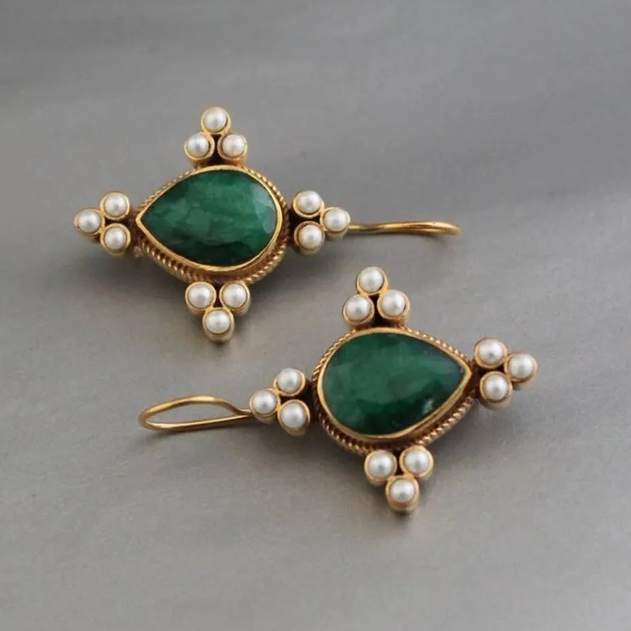 Elegant Retro Geometric Pearl Drop Earrings Women’s Wedding Jewelry Gift Zinc Alloy