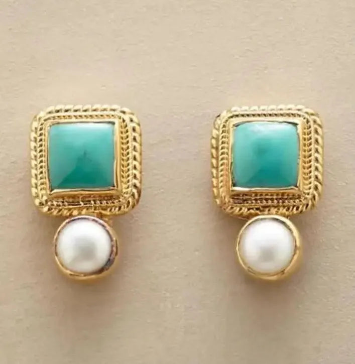 Bohemian Turquoise Pendant Earrings for Women Vintage Zinc Alloy Jewelry