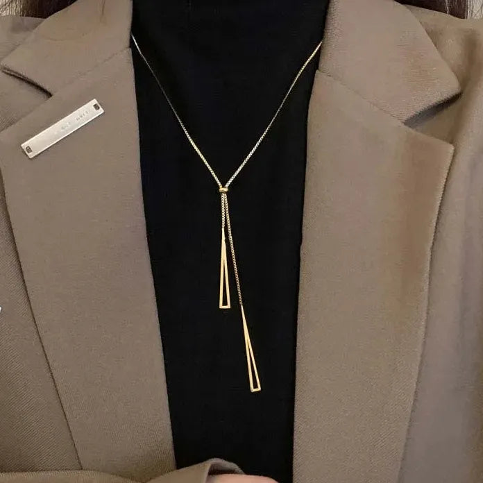 Silver Long Tassel Pearl Pendant Necklace for Women Adjustable Choker Jewelry Gift