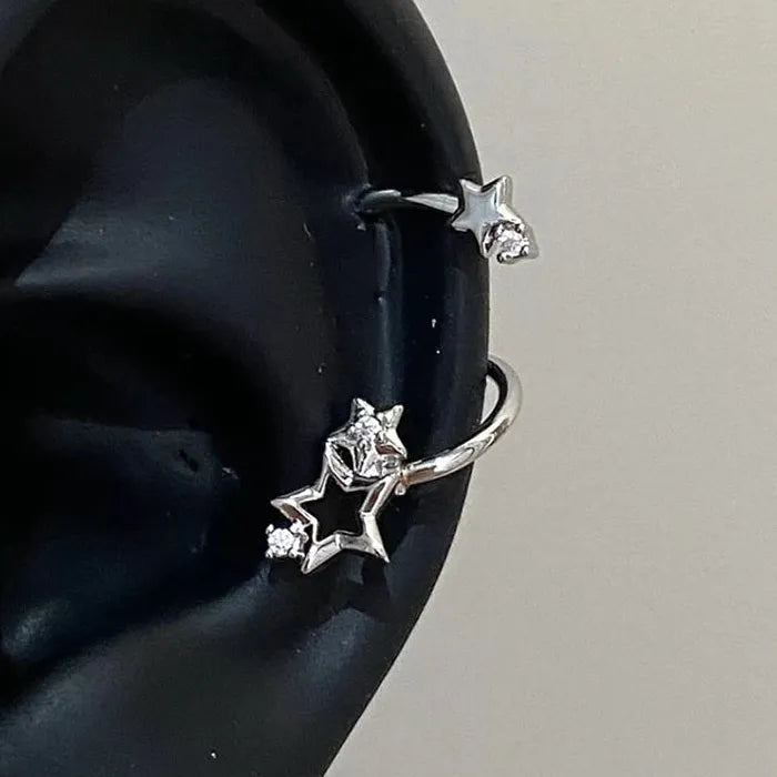 Star Spiral Planet Stainless Steel Ear Bone Stud Earrings for Women