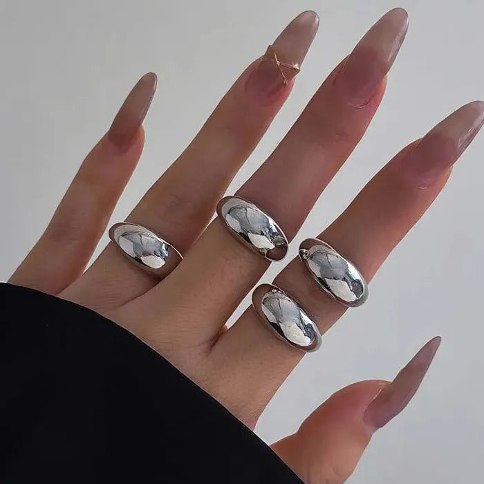 8Pcs Adjustable Vintage Gold Water Drop Mood Tracker Rings for Women Jewelry