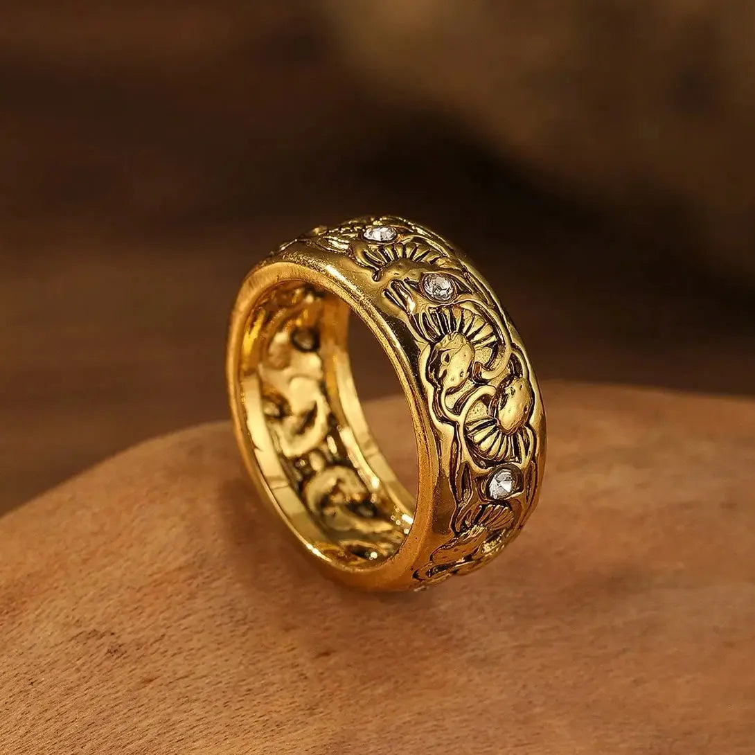 Vintage Zinc Alloy Wedding Ring Micro Paved Cubic Zirconia Female Engagement Jewelry