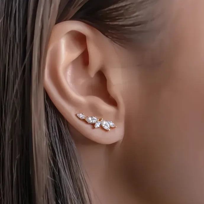 Geometric Cubic Zirconia Stud Earrings Copper Alloy Stylish Jewelry for Women