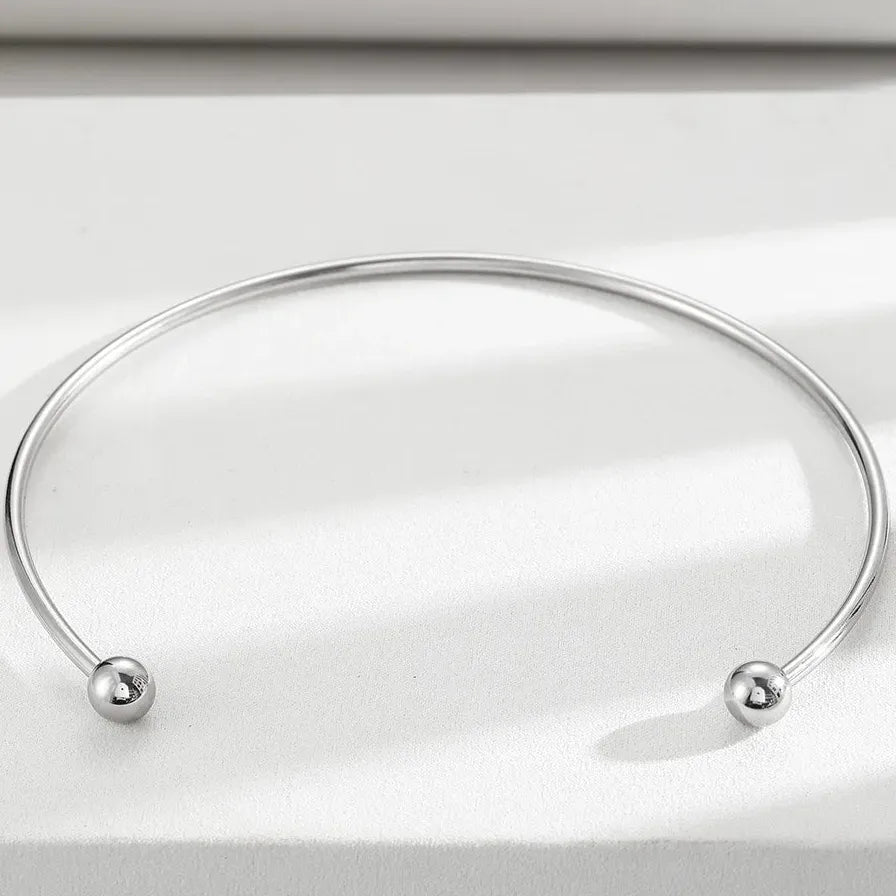 Stainless Steel Solid Ball Necklace Women Punk Silver Adjustable Jewelry Gift