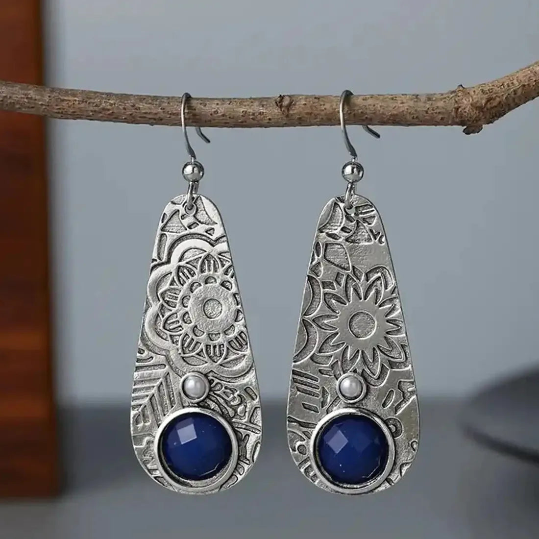 Bohemian Vintage Ethnic Irregular Drop Earrings for Women Zinc Alloy Silver