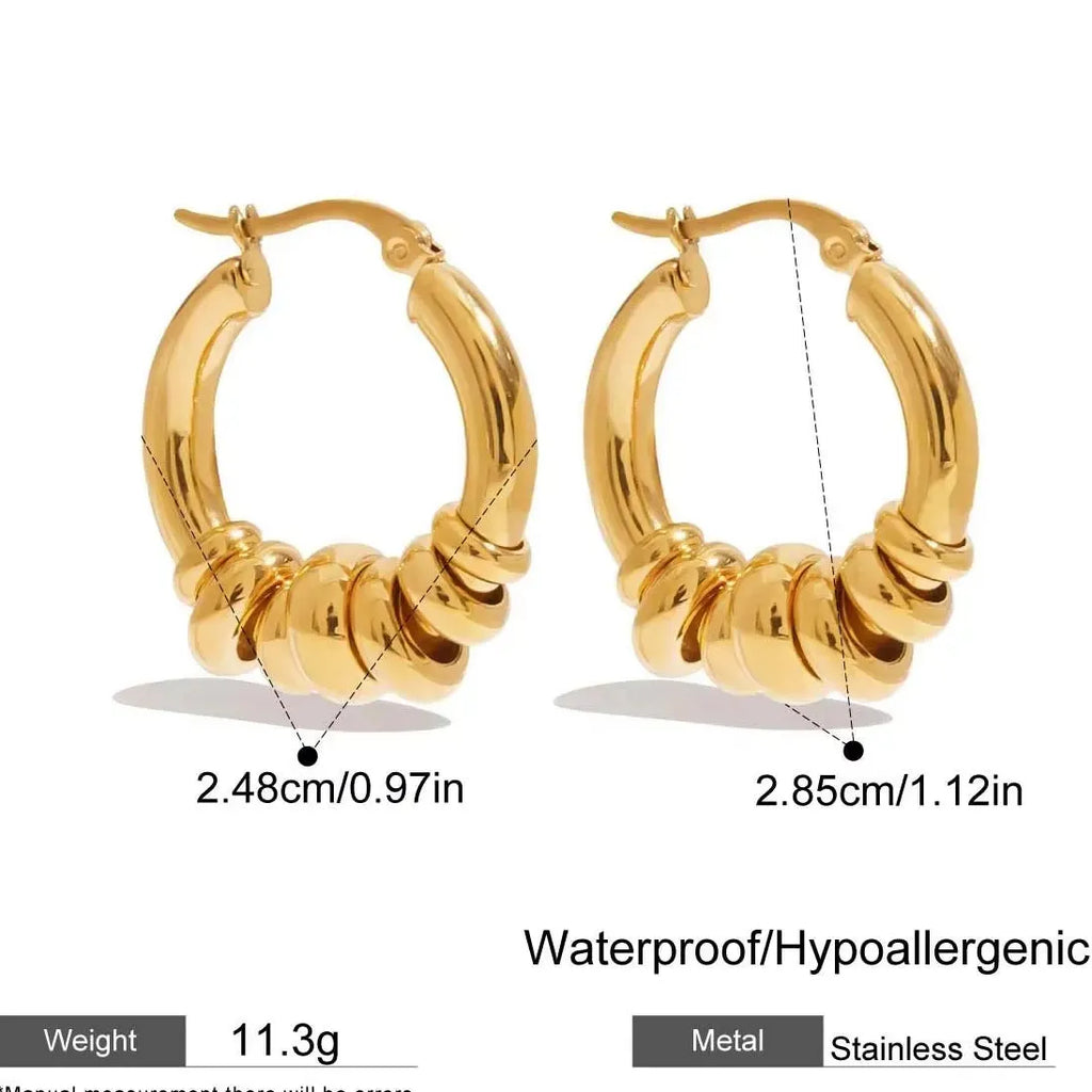 Gold Plated Double-Layer Chunky O-Shaped Hoop Earrings CZ Zircon Punk Jewelry