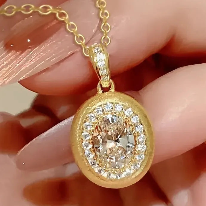 Luxury Women’s Geometric Copper Pendant Necklace with Cubic Zirconia Jewelry