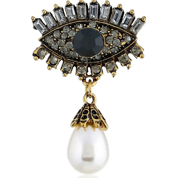 Luxury Sparkling Devil Eyes Brooch Pin for Women Men Classic Style