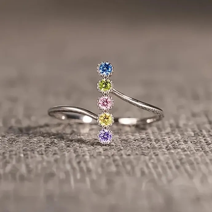 Stylish Colorful Cubic Zirconia Geometric Brass Rings for Women