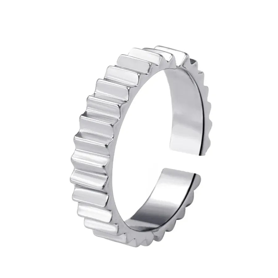 Stainless Steel Gear Ring for Women Couples Trendy Luxury Open Band Jewelry