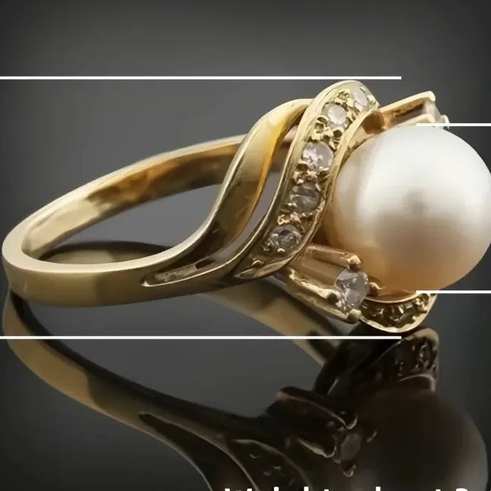 Luxury Imitation Pearl Cubic Zirconia Brass Ring Wedding Gift for Women