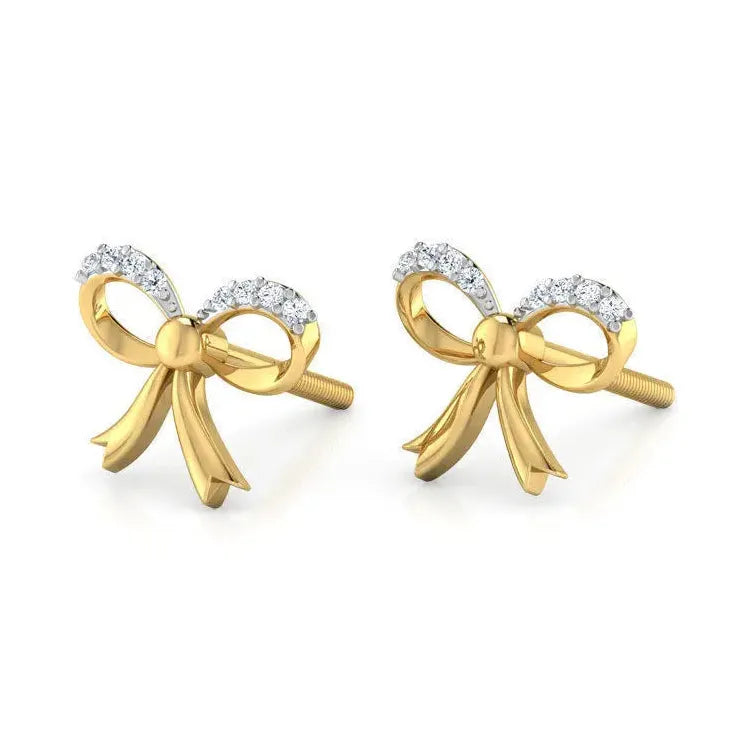 Fashion Bow Cubic Zirconia Stud Earrings Zinc Alloy Jewelry for Women Gift
