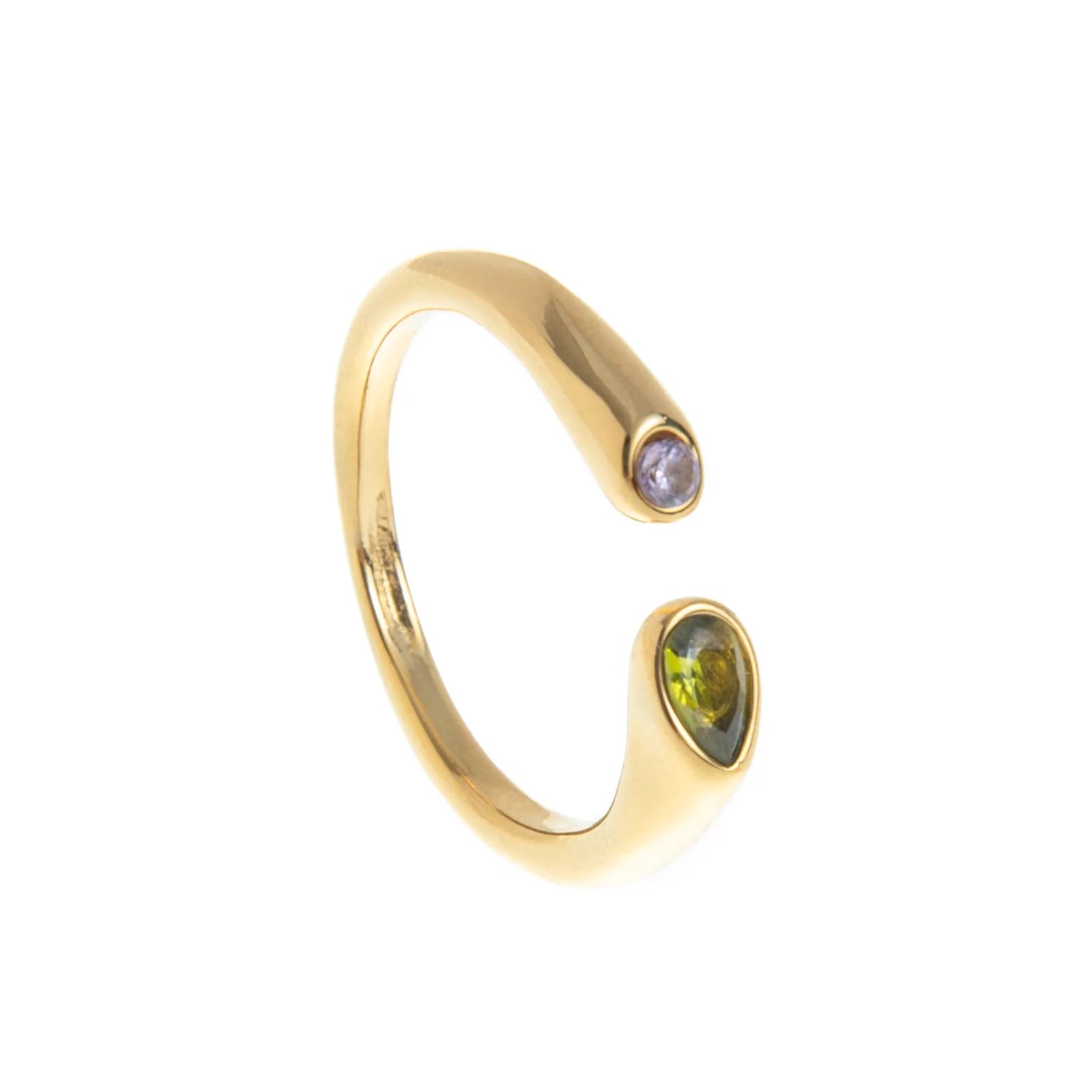 18k Gold Plated Stainless Steel 12 Month Birthstone Water Droplet Zircon Ring