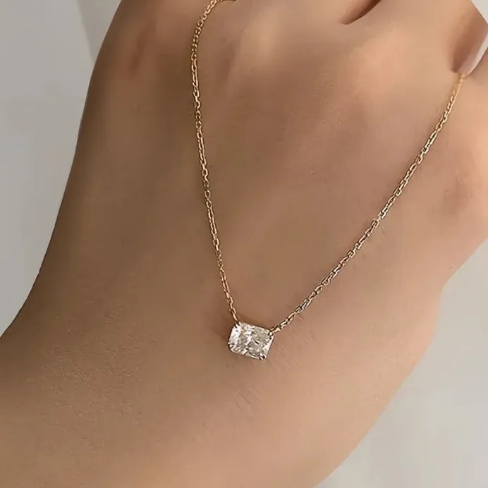 Elegant Minimalist Geometric Pendant Necklace with Cubic Zirconia for Women
