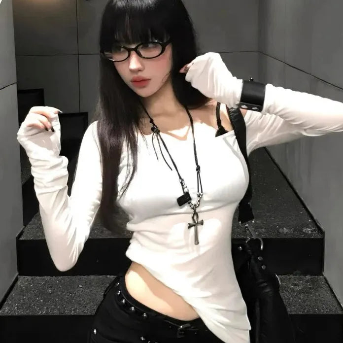 Y2K Retro Zinc Alloy Cross Pendant Necklace Punk Goth Jewelry for Women