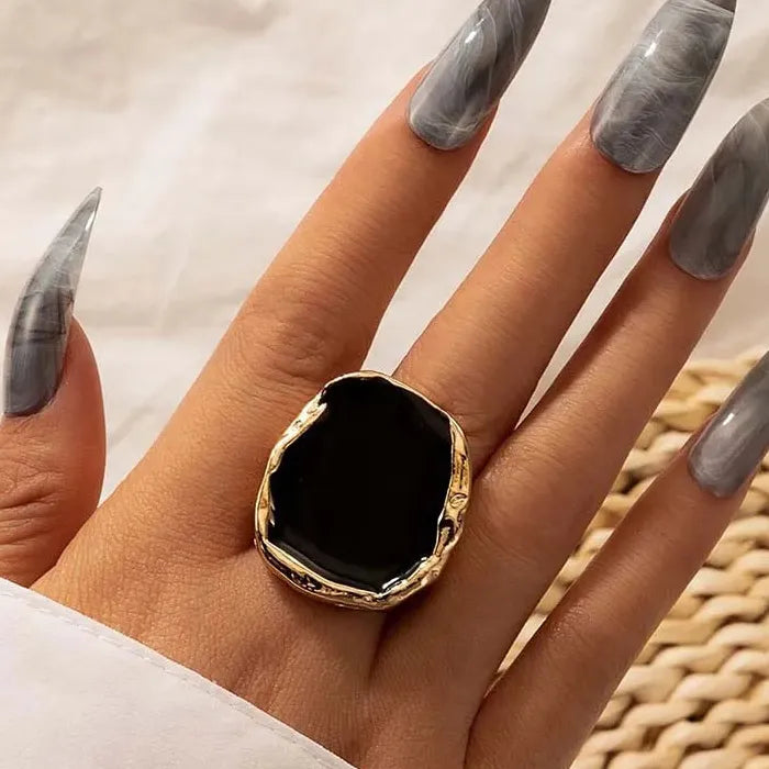 3Pcs Vintage Black Drip Oil Crystal Geometric Rings for Women Jewelry Gift