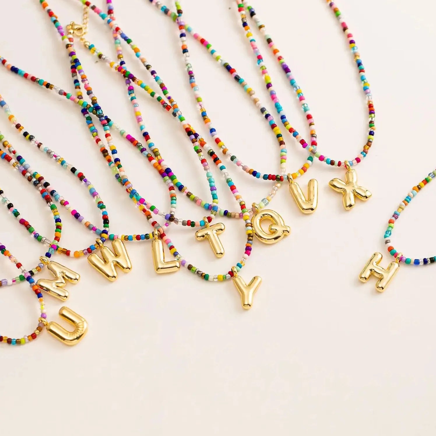 18k Gold Plated A-Z Balloon Letter Pendant Beads Choker Necklace Gift Trendy