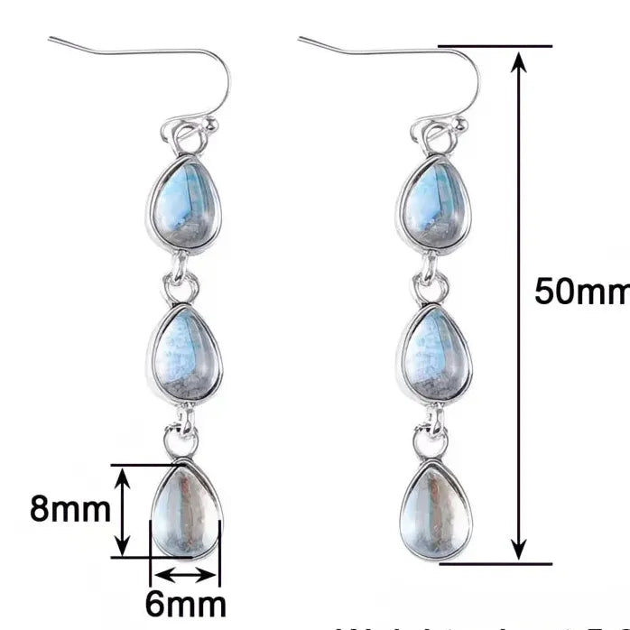Brass Long Dangle Earrings with Imitation Moonstone for Women