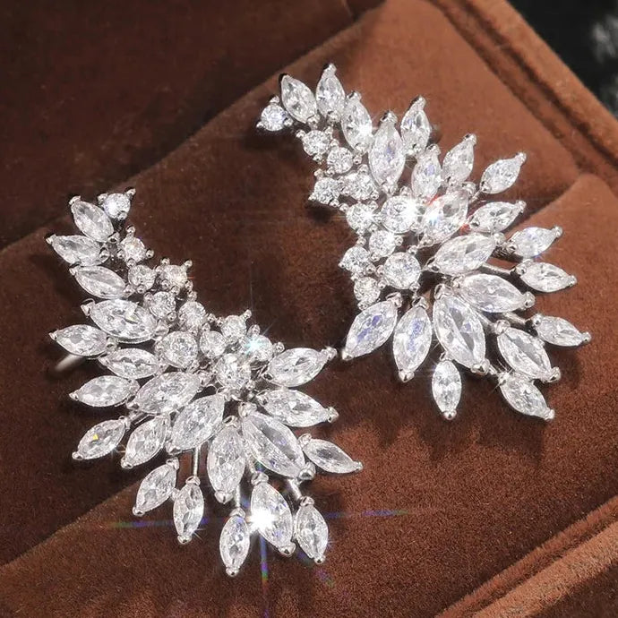 Sparkling Cubic Zirconia Geometric Stud Earrings for Women Wedding Party Jewelry