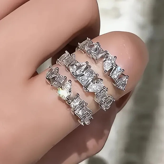 Multi-layer Women’s Geometric Brass CZ Ring Wedding Party Jewelry Gift