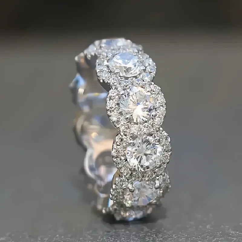 Sparkling Cubic Zirconia Promise Rings for Women Wedding Engagement Bands Silver Color Fashion Jewelry