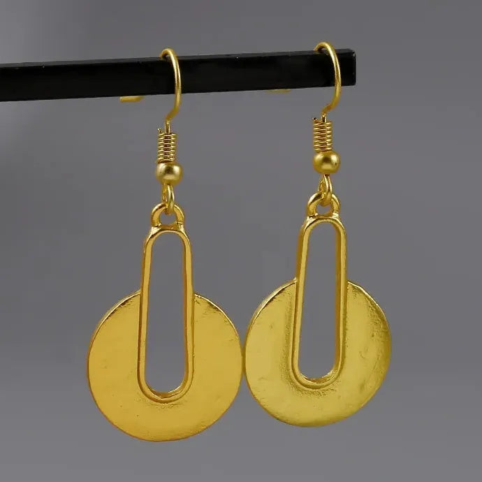 Retro Punk Geometric Metal Pendant Drop Earrings Gold Zinc Alloy Jewelry
