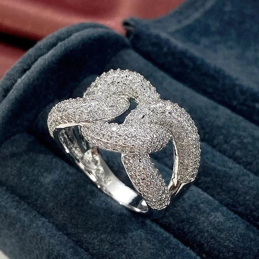 Infinity Diamond Zircon Silver Ring for Women Men Wedding Engagement Band