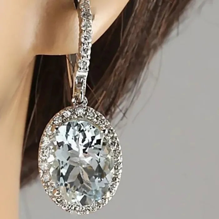 Exquisite Geometric Zircon Inlay Drop Earrings Glass Zinc Alloy Holiday Dress