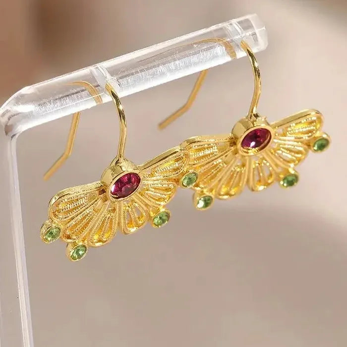 Exquisite Flower Hook Drop Earrings Zinc Alloy Gold Silver Plant Pendant Jewelry