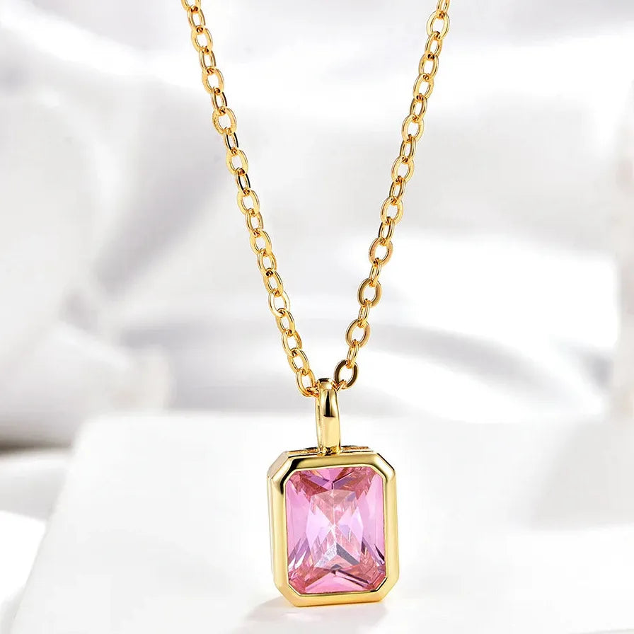Multicolor Crystal Square Zircon Gold Choker Necklace for Women Party Jewelry