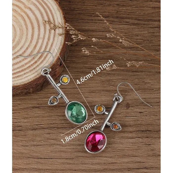 Bohemian Zinc Alloy Asymmetric Long Drop Earrings Flower Pendant Gift