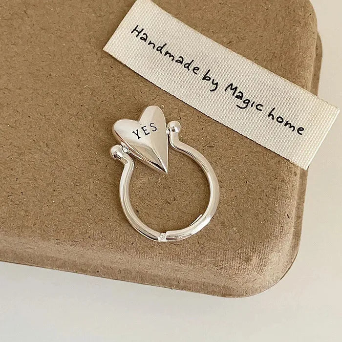Adjustable Heart Ring Vintage YES or NO Couple Jewelry Romantic Gift