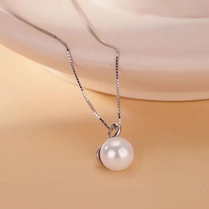 Elegant Women Geometric Pearl Pendant Necklace Copper Alloy Wedding Party Gift